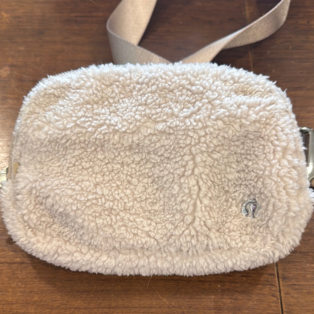Lululemon Athletica Cream Fuzzy Crossbody Bag